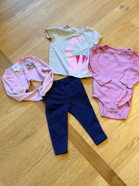 Lot Set of 4 Girls Size 12 Months marmellata Pink Shrug with Rosette Accent GUC